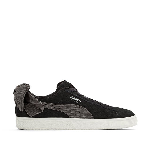 Suede bow wn's leather trainers , black 
