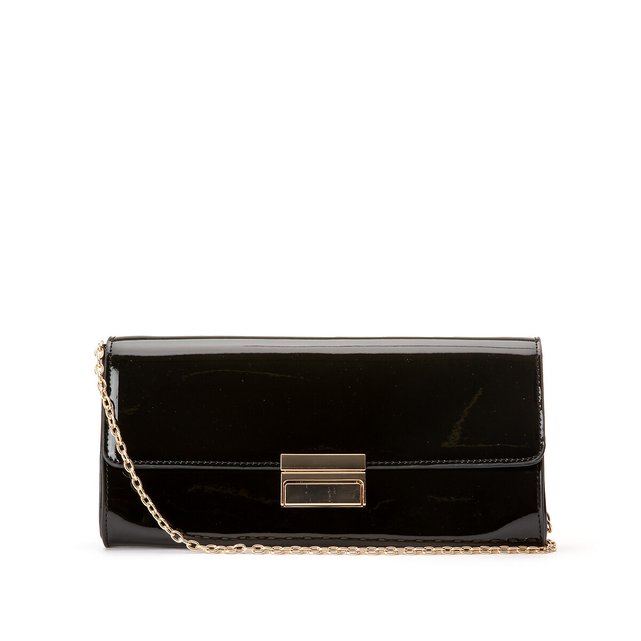 grey patent clutch bag