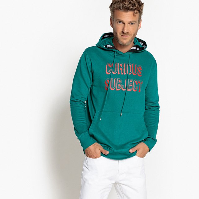 Sweat oversize com capuz estampado, corte largo verde ...