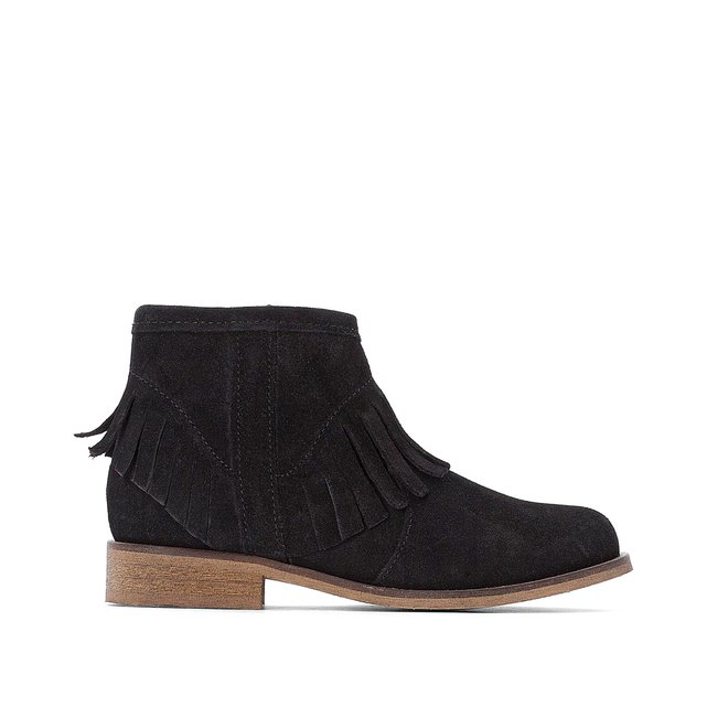 La Redoute Collections Big Girls Fringed Zip-Up Suede Boots Brown Size 19