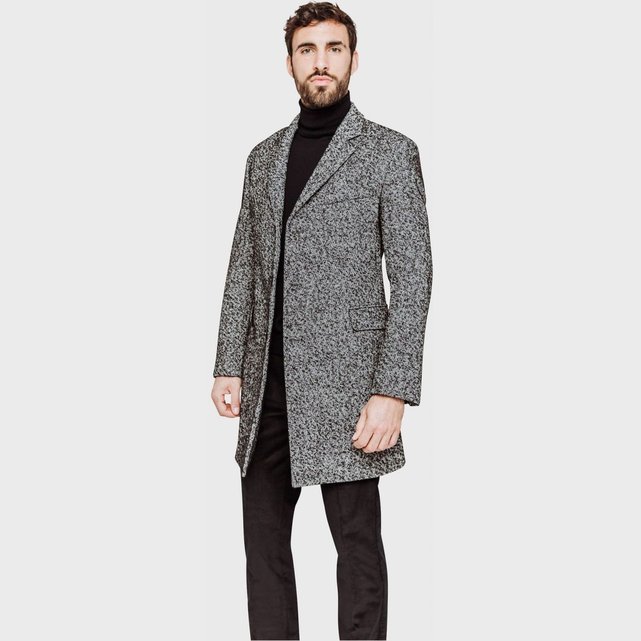 Manteau slim fit en chevron gris anthracite Arrow | La Redoute Manteau homme gris chevron | La Redoute