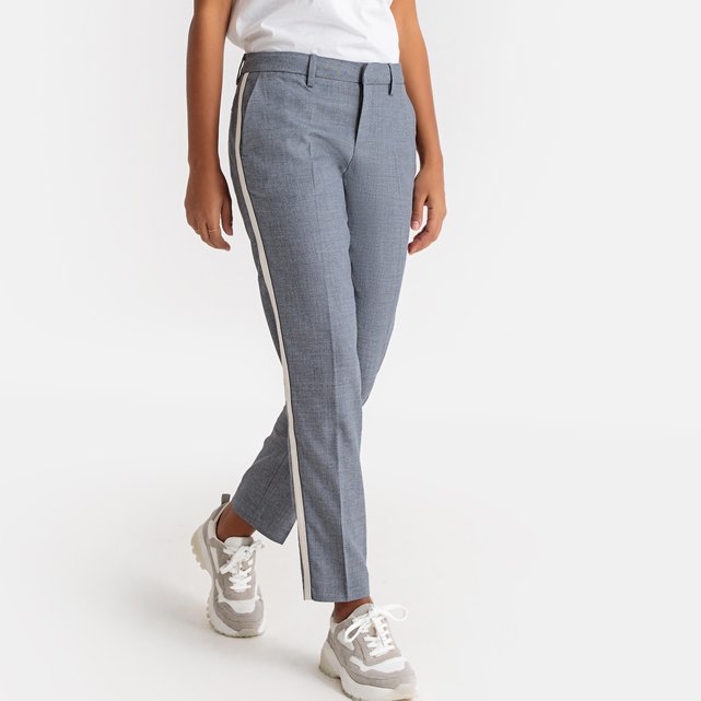 striped straight leg trousers