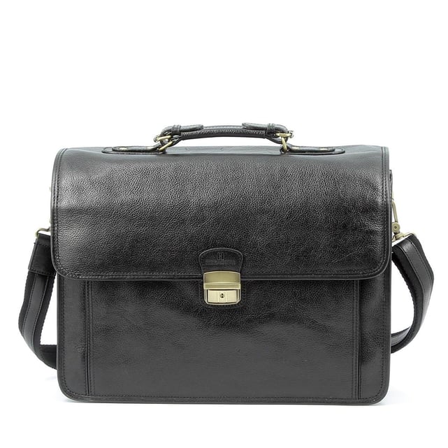 Cartable En Cuir Hexagona Chocolat - 40x28x17.5 Cm - Neuf Avec étiquettes