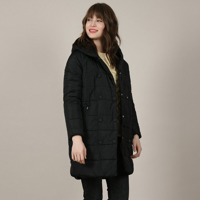 Mid-length hooded padded jacket with pockets , black, Molly Bracken ...