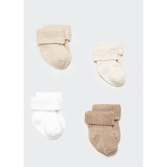 Pack de 3 chaussettes côtelées en coton mélangé | Blanc