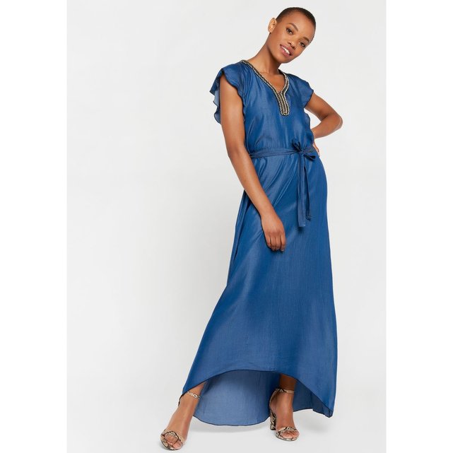 Robe tencel bleu clearance