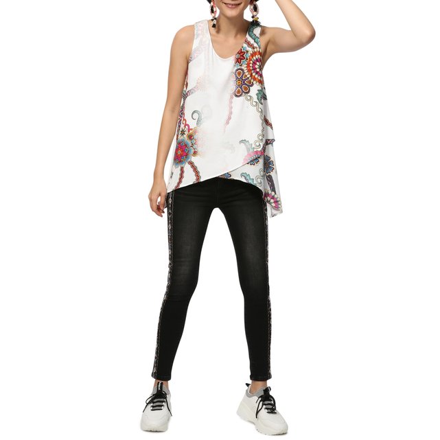 Top com decote em V, alças finas, estampado gráfico  DESIGUAL image 0