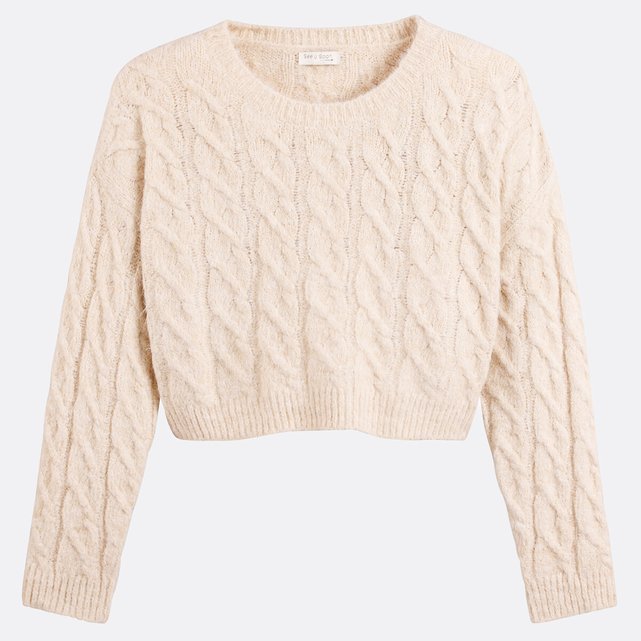 Pull fin ajouré manches courtes - Gris - - 44.99