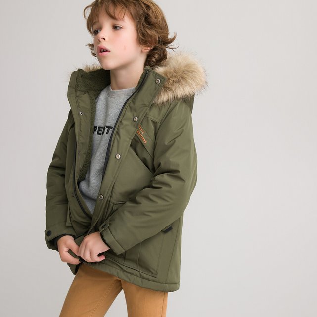 Details about   52 DNM Childrens Boys Winter Parka Coat Fur Borg Lined Hood School Jacket 