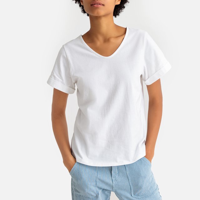 Camiseta con cuello de pico, de algodón orgánico  LA REDOUTE COLLECTIONS image 0
