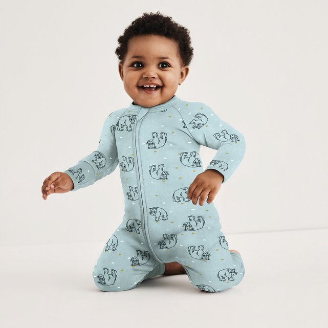 Velour Zip Up Sleepsuit 1 Month 2 Years Blue Dim Baby La Redoute