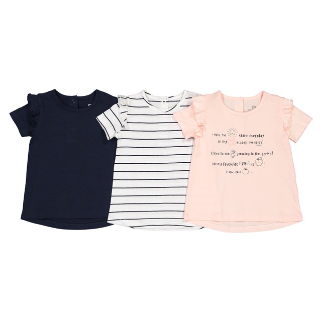 Wonderbaarlijk Set van 3 t-shirts met volants 1 mnd-4 jaar multicolor La Redoute OF-48