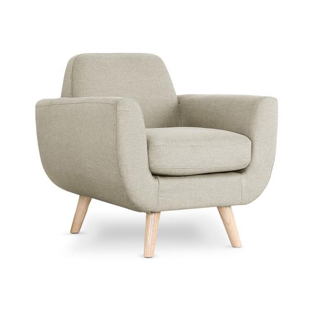 Fauteuil scandinave tissu beige trell beige Declikdeco ...