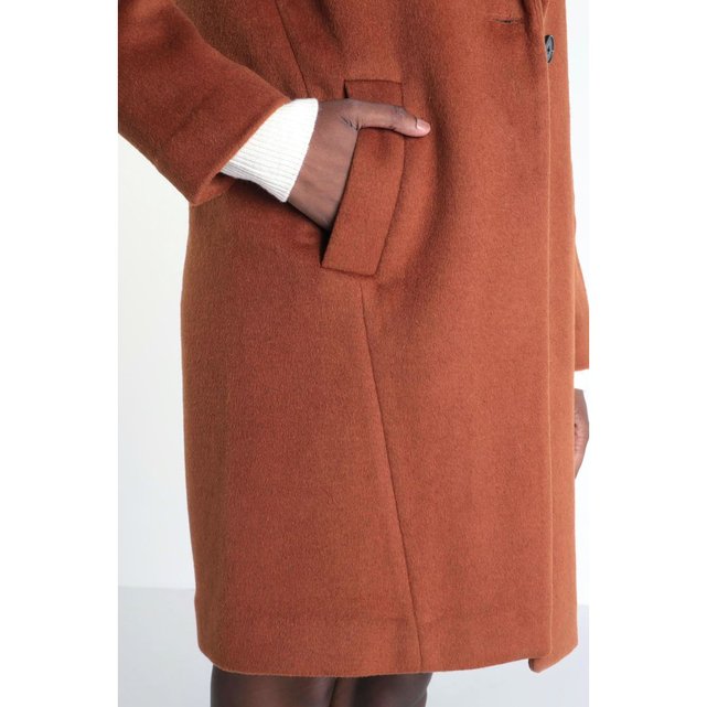 Manteau droit col à revers orange foncé Bonobo | La Redoute Manteau droit col à revers orange foncé Bonobo | La Redoute