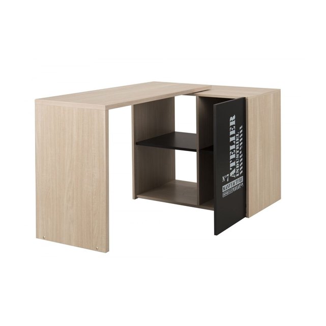 Bureau D Angle Avec Plateau Mobile Atelier Fabrication Francaise Noir Calicosy La Redoute