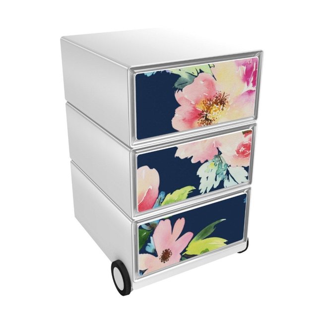 Caisson De Bureau A Roulettes 3 Tiroirs Peinture Florale Multicolore Easyoffice La Redoute