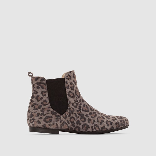 Leopard Print Suede Ankle Boots