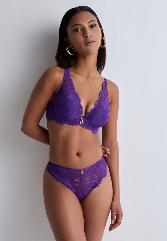 Soutien-gorge Push-up à Armatures Violet Fleuri - Taille 28A, Neuf Sans étiquette