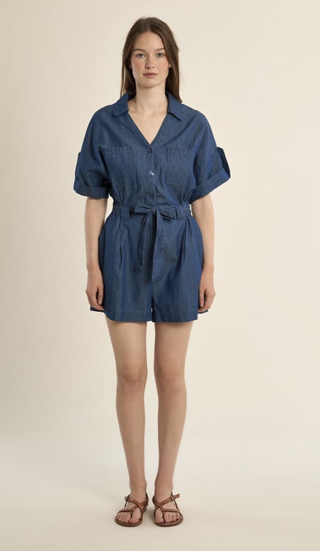 Pagliaccetto Tuta Corta Donna - Playsuit Estivo Con Spalline E Scollo A V - Stampa Floreale - Foto 4