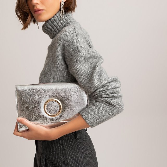 silver chain clutch bag