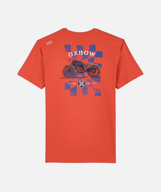 T-shirt OXBOW D1TOKO Manches Courtes Col V - 100% Coton Jersey, Taille M, Couleur Marine, Neuf Avec étiquettes