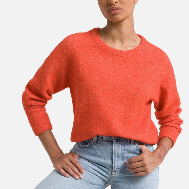 Orange crew neck sweater on sale women's