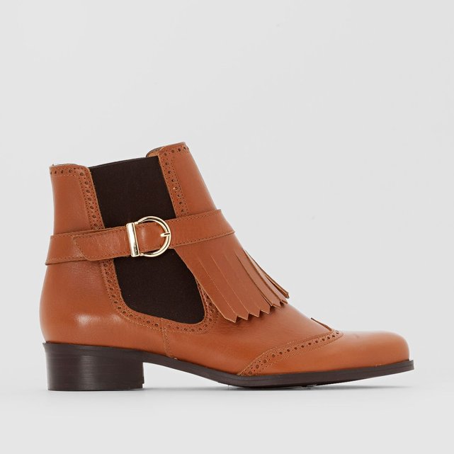 Boots cuir pied large 38-45 noir Castaluna La Redoute Boots cuir pied large 38-45 noir Castaluna La Redoute