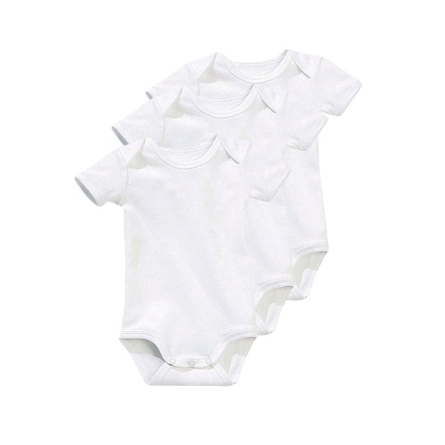 Lot De 3 Bodies Bebe Pur Coton Blanc Manches Courtes Blanc Vertbaudet La Redoute