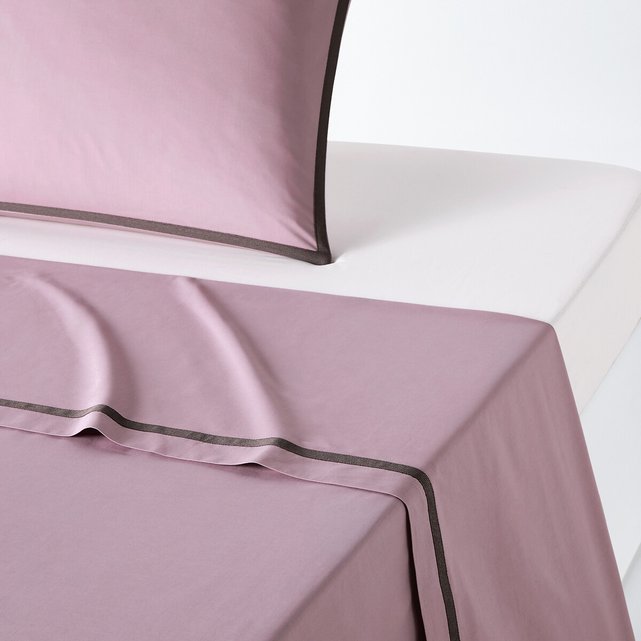 Bolzano purple ribbon trim 100% cotton percale 200 thread count