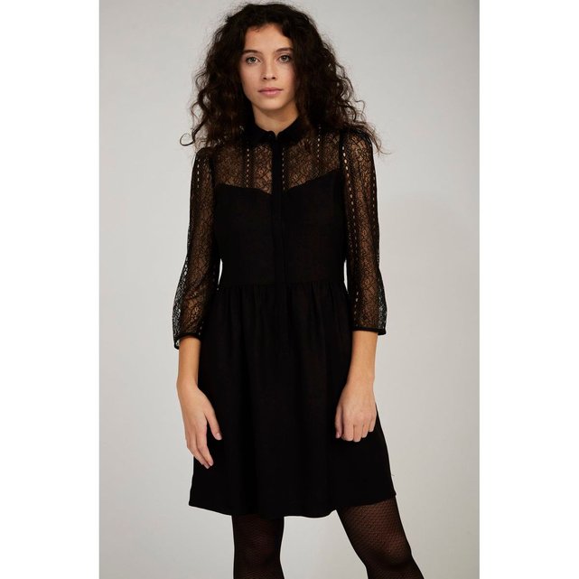 robe chemise dentelle noire