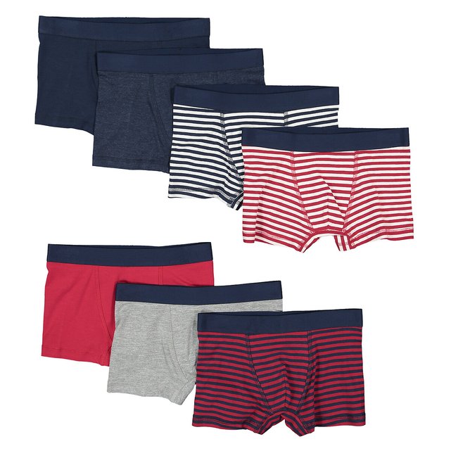 Lote de 7 boxers em algodão biológico, dos 2/3 aos 10/12 anos  LA REDOUTE COLLECTIONS image 0