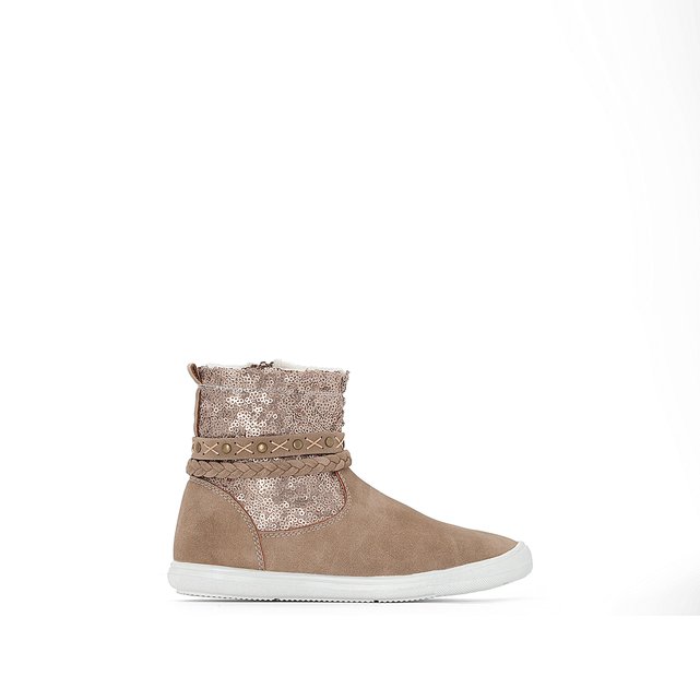 Fur-Lined Sequined Boots