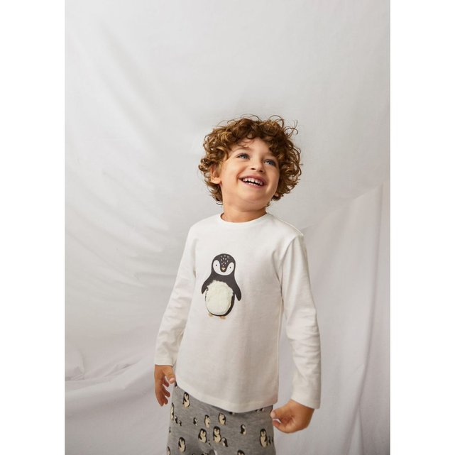 Pyjama long imprimé coton bio blanc cassé Mango Baby | La Redoute