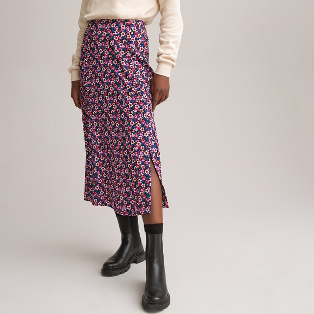 . bloemenprint op zwarte fond La Redoute Collections | La ...