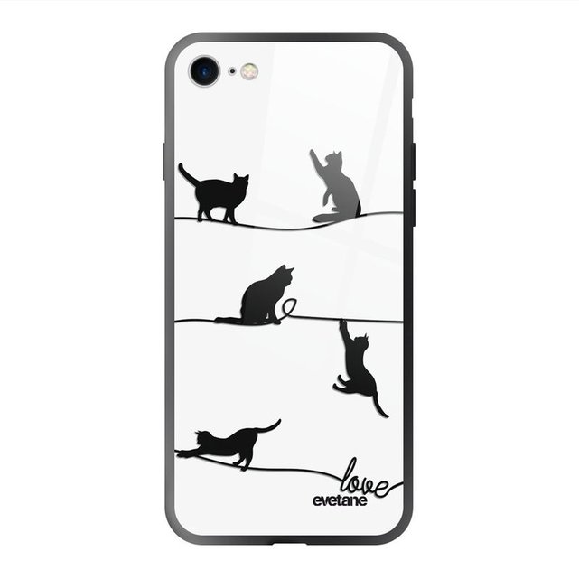 Coque Iphone 7 8 Se Soft Touch Effet Glossy Chat Lignes Evetane La Redoute