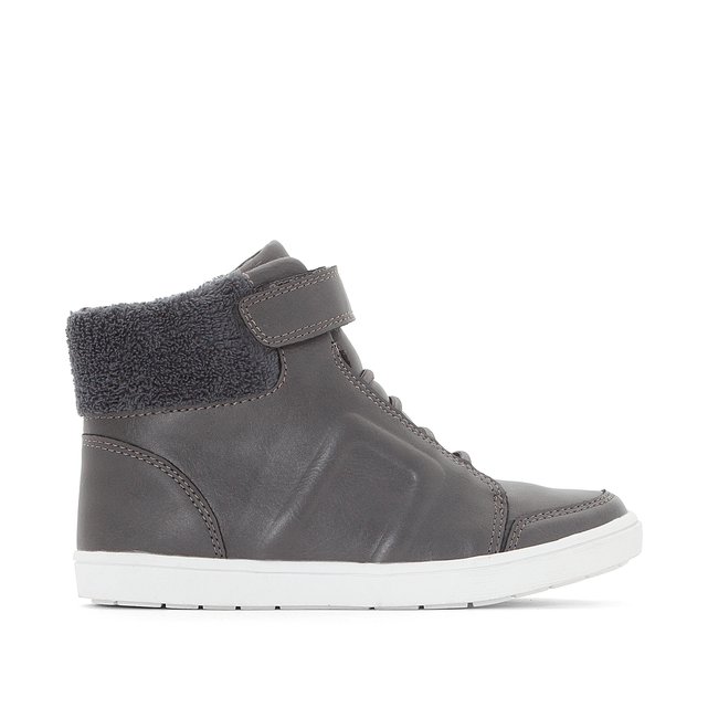 Trainers with faux-fur collar, 26-39 , grey, La Redoute Collections ...