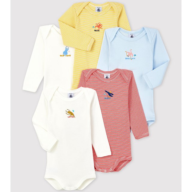 Lot 5 Bodies 3 Mois 2 Ans Multicolore Petit Bateau La Redoute