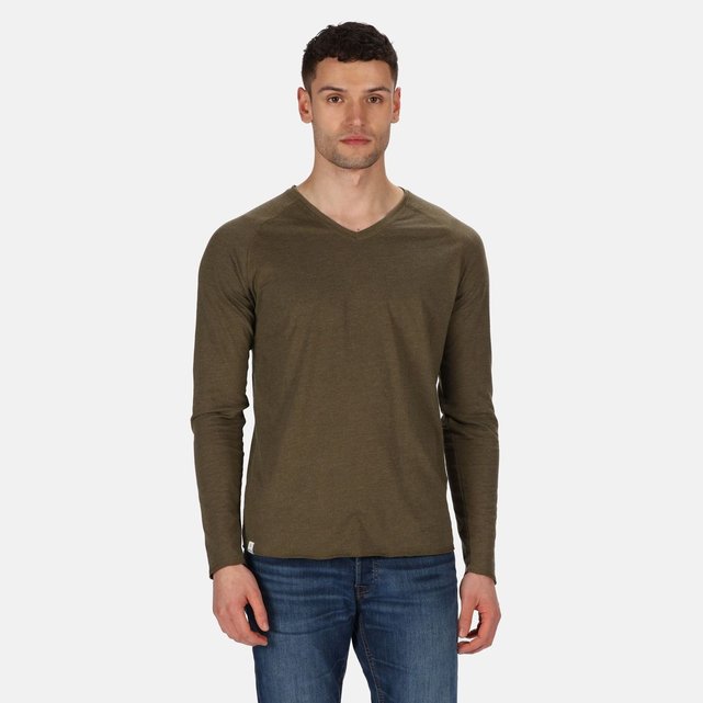 T-Shirts//Polos//Vests Homme Regatta Pull Manches Longues en Coton Kiro avec Col en V