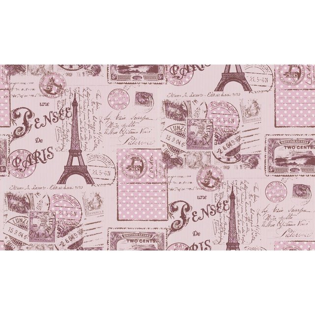 Papier Peint Carte Postale De Paris Rose Home Maison La Redoute