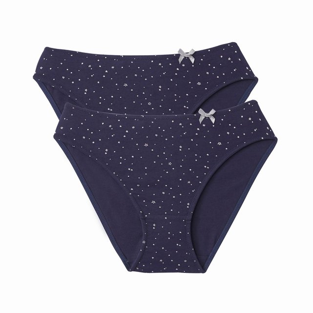 Lot de 2 slips en coton imprimés bleu imprimé La Redoute ...