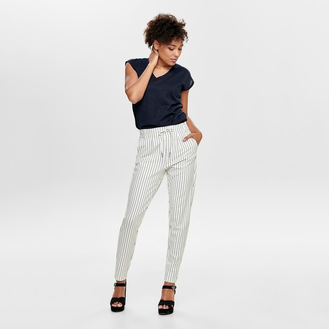 striped slim fit trousers