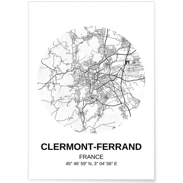 Affiche Carte Clermont Ferrand Multicolore L Afficherie La Redoute