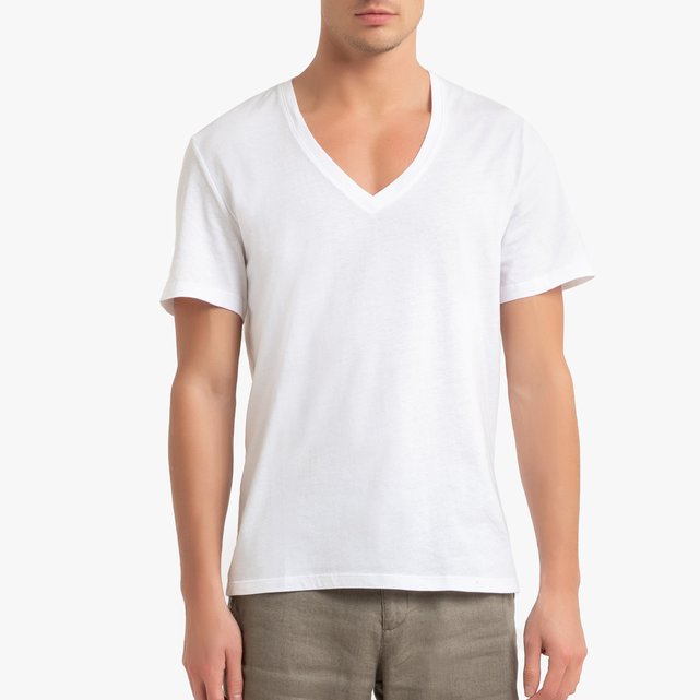 Cotton V Neck T Shirt With Short Sleeves La Redoute Collections La Redoute