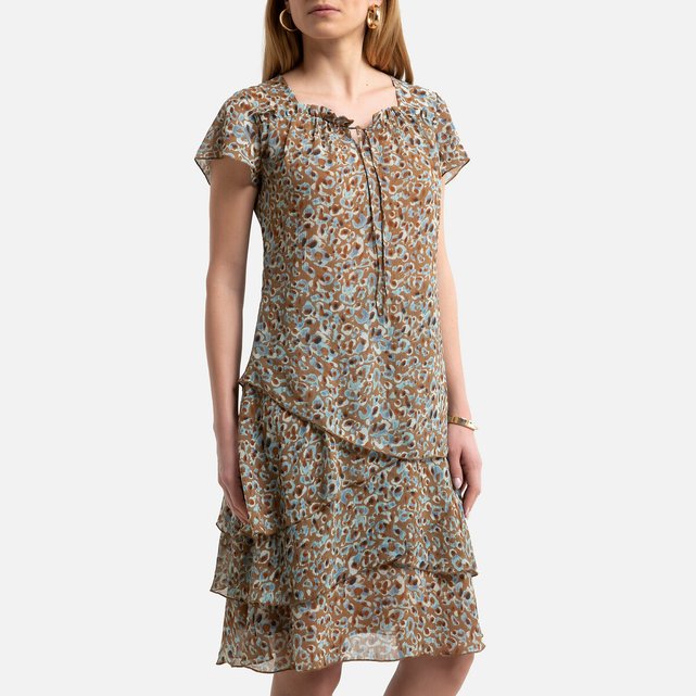 Bedrucktes Kleid, kurze Ärmel, ausgestellt, halblang  ANNE WEYBURN image 0