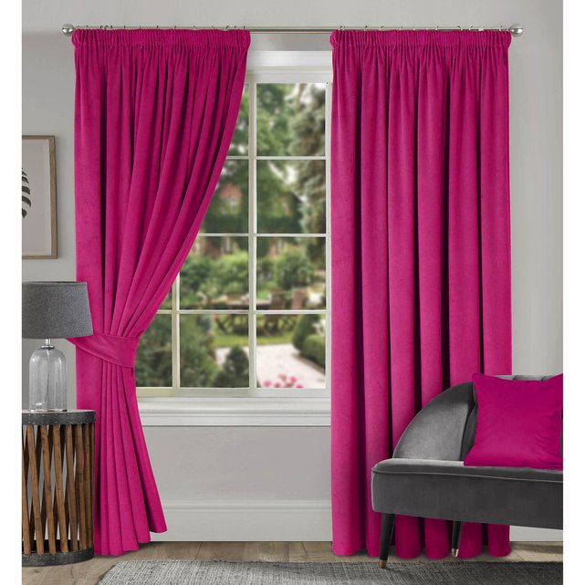 Montreal Velvet Lined Door Curtain Panel Hot Pink Pink Home