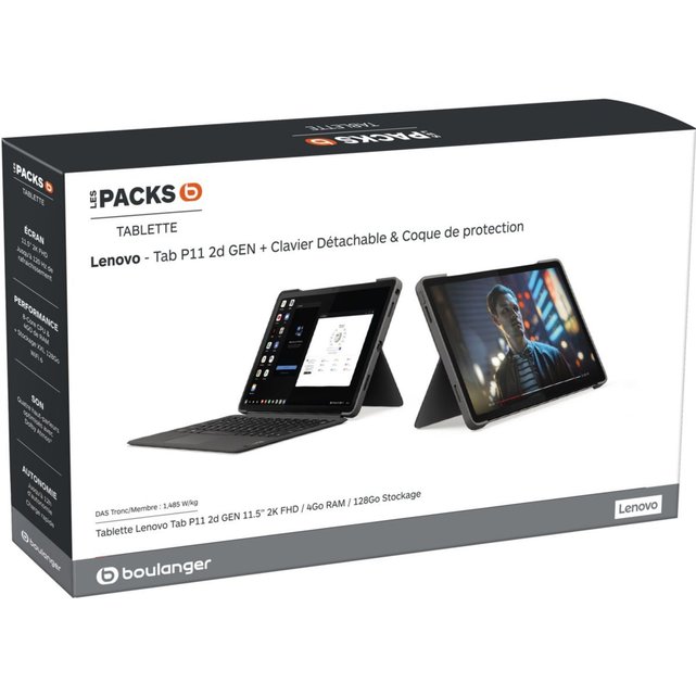 Pack tablette tactile lenovo tab p11 11.5 2ème génération 128 go