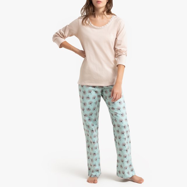 Pyjama manches longues bi-matière bleu/rose La Redoute ...