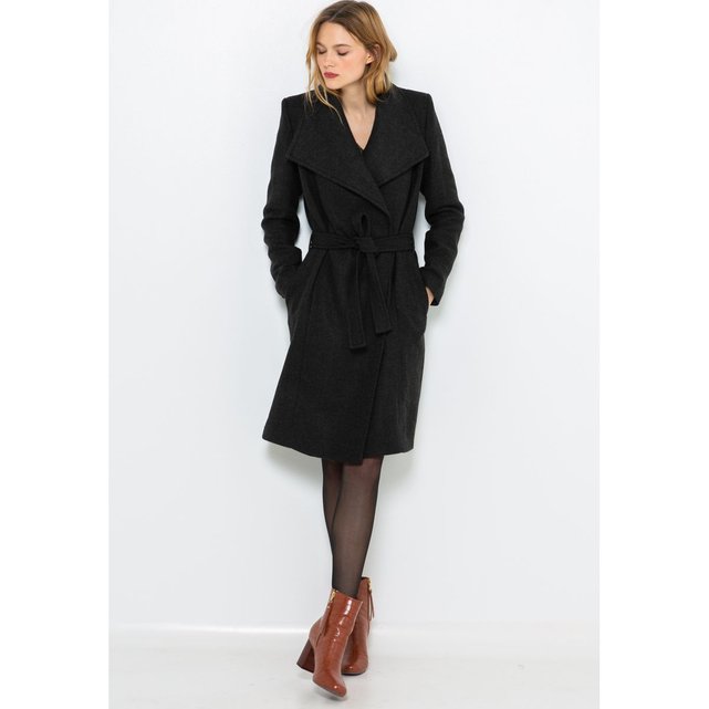 manteau laine gris poche zippé camaieu manteau laine gris poche zippé camaieu