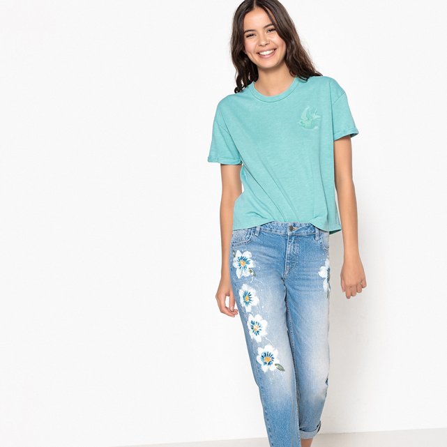 T-shirt com bordado andorinha  LA REDOUTE COLLECTIONS image 0