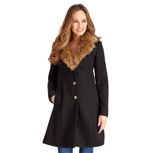 Manteau d?hiver avec col en fausse fourrure pour femme ...